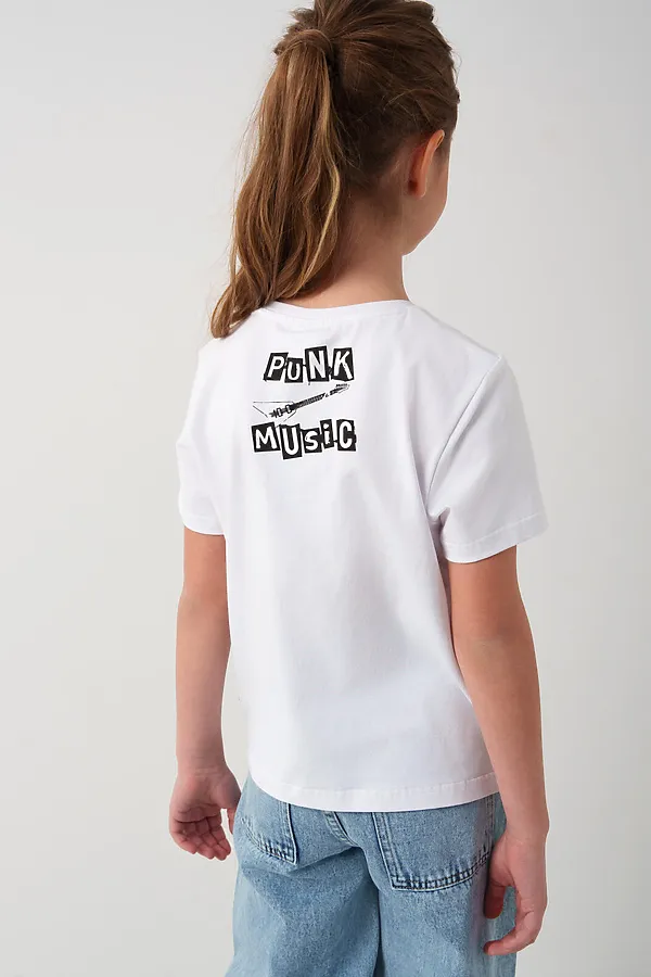 Фуфайка трикотажная для девочек (футболка) PLAYTODAY, белый - фото 2