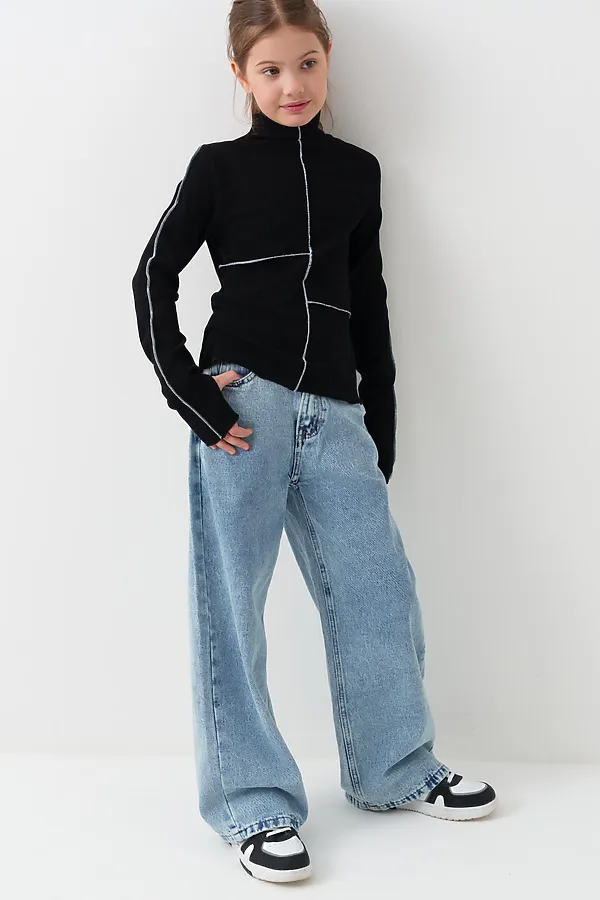 Водолазка трикотажная для девочек PLAYTODAY, черный - фото 2