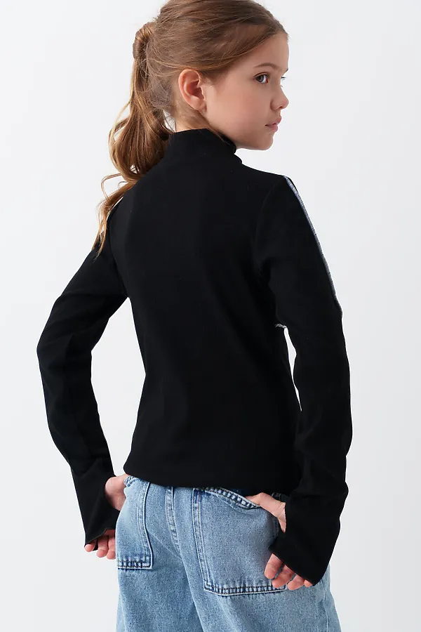 Водолазка трикотажная для девочек PLAYTODAY, черный - фото 2