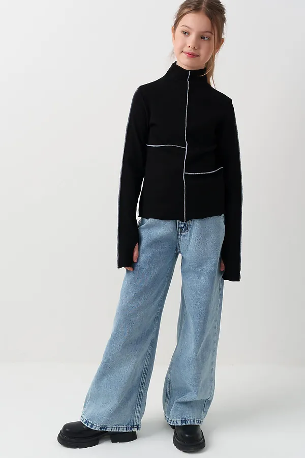 Водолазка трикотажная для девочек PLAYTODAY, черный - фото 2