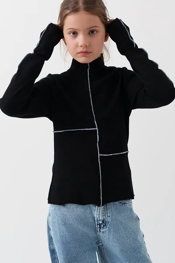 Водолазка трикотажная для девочек PLAYTODAY, черный - фото 2