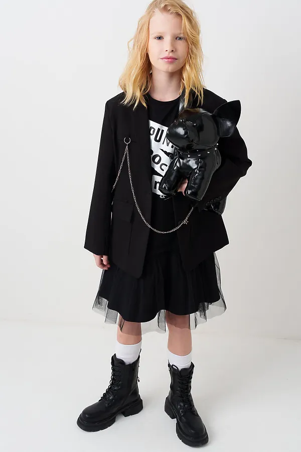 Платье трикотажное для девочек PLAYTODAY, черный - фото 2