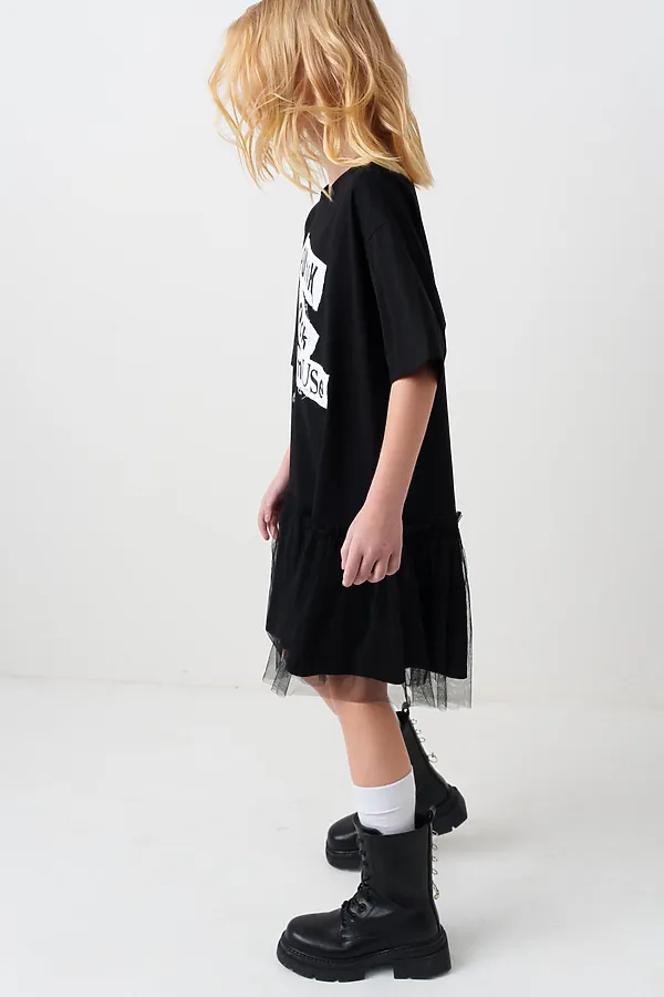 Платье трикотажное для девочек PLAYTODAY, черный - фото 2