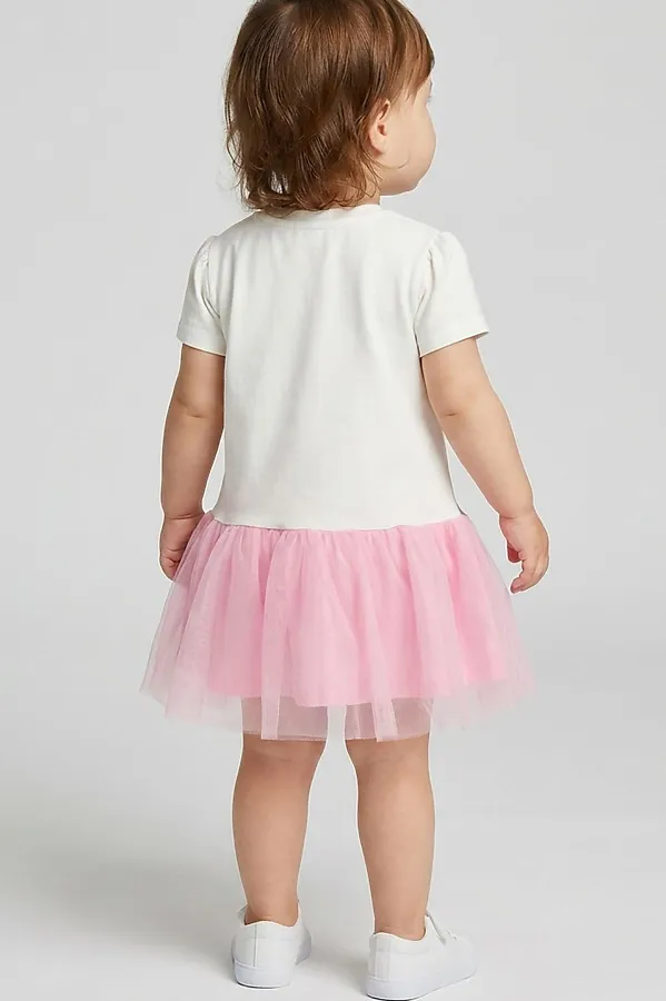 Платье детское трикотажное для девочек PLAYTODAY, розовый,белый - фото 2