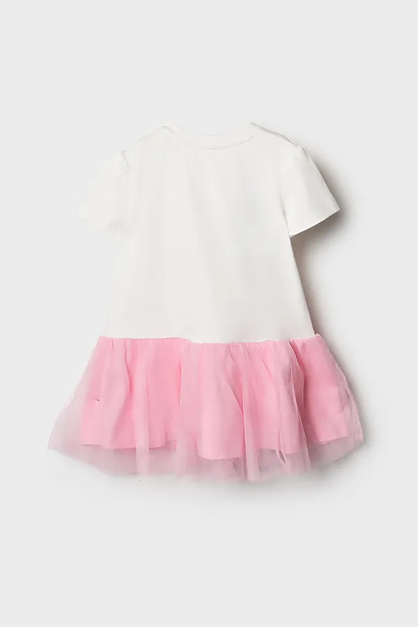 Платье детское трикотажное для девочек PLAYTODAY, розовый,белый - фото 2