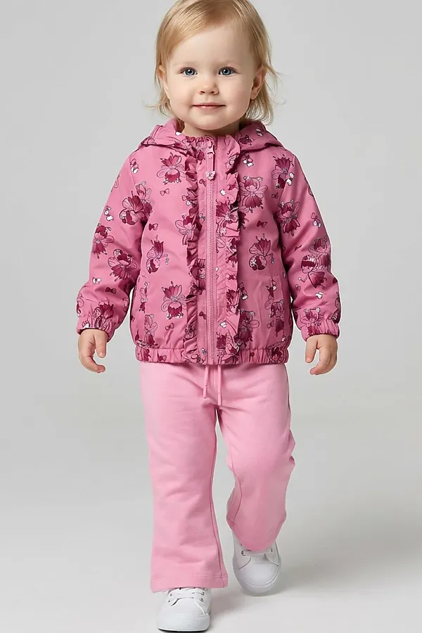 Куртка детская текстильная с полиуретановым покрытием для девочек (ветровка) PLAYTODAY, разноцветный - фото 2