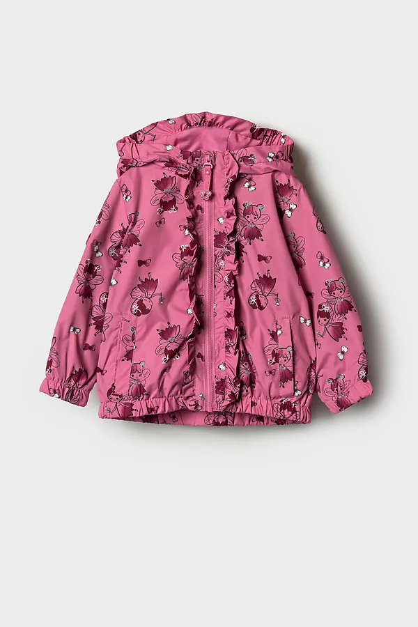 Куртка детская текстильная с полиуретановым покрытием для девочек (ветровка) PLAYTODAY, разноцветный - фото 2