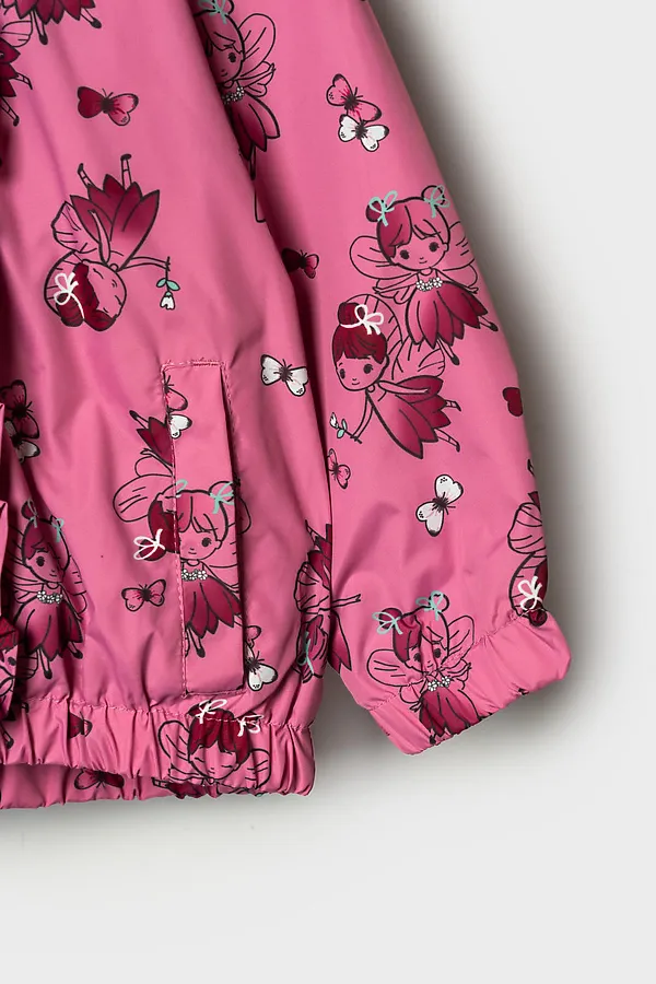 Куртка детская текстильная с полиуретановым покрытием для девочек (ветровка) PLAYTODAY, разноцветный - фото 2