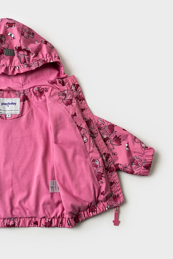 Куртка детская текстильная с полиуретановым покрытием для девочек (ветровка) PLAYTODAY, разноцветный - фото 2