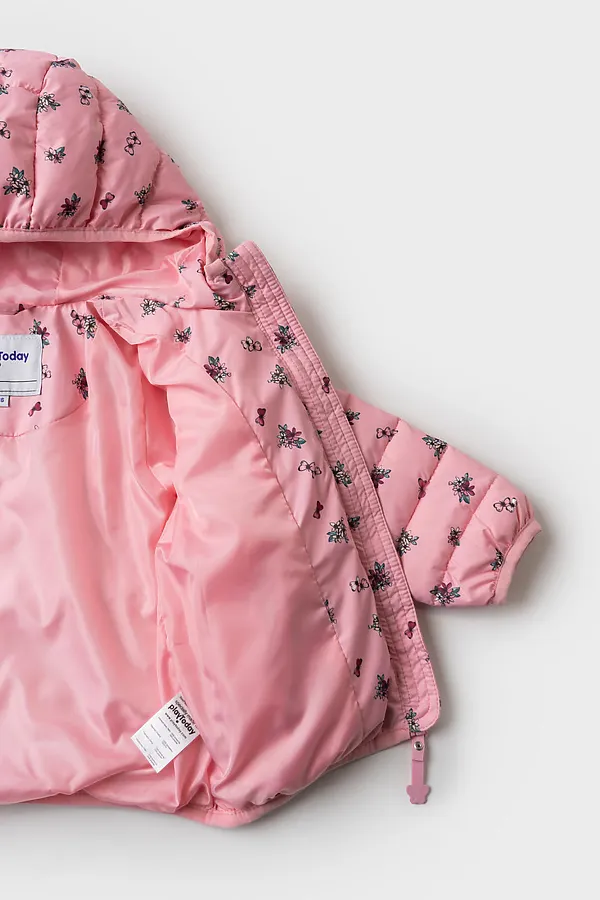 Куртка детская текстильная с полиуретановым покрытием для девочек PLAYTODAY, разноцветный - фото 2