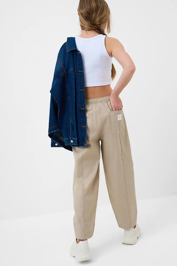 Брюки текстильные для девочек PLAYTODAY, бежевый - фото 2