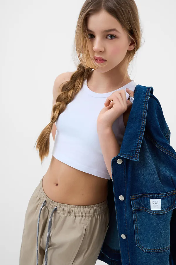 Брюки текстильные для девочек PLAYTODAY, бежевый - фото 2