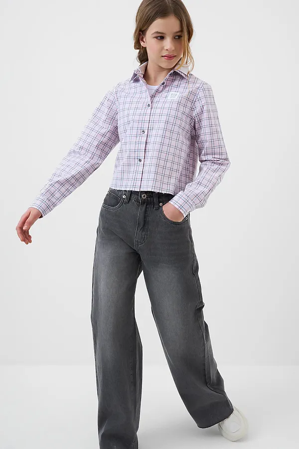 Рубашка текстильная для девочек PLAYTODAY, белый,светло-розовый,серый - фото 2