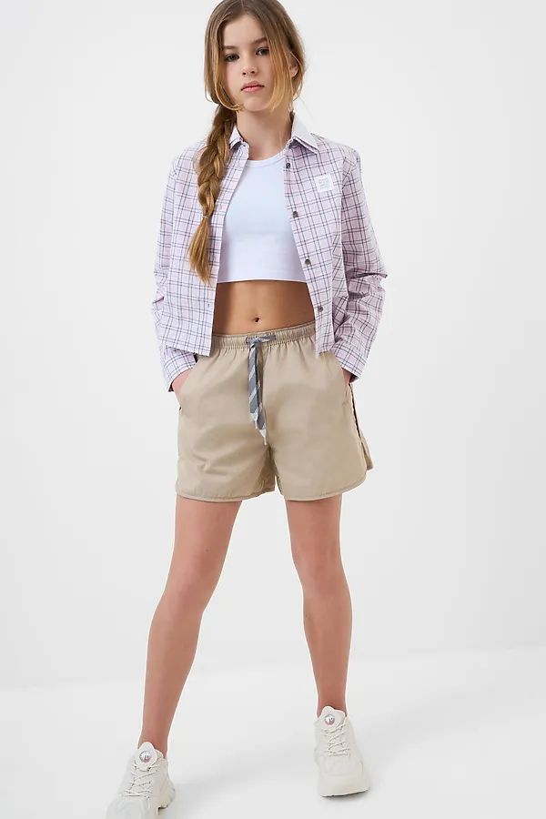 Шорты текстильные для девочек PLAYTODAY, бежевый - фото 2