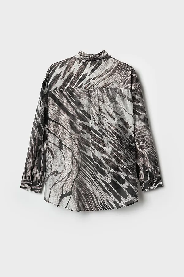 Рубашка текстильная для женщин PLAYTODAY, бежевый,темно-серый,серый - фото 2