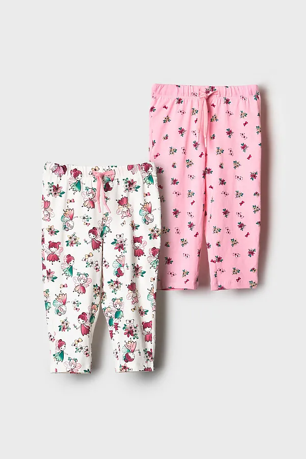 Брюки детские трикотажные для девочек, 2 пары в комплекте PLAYTODAY, разноцветный - фото 2