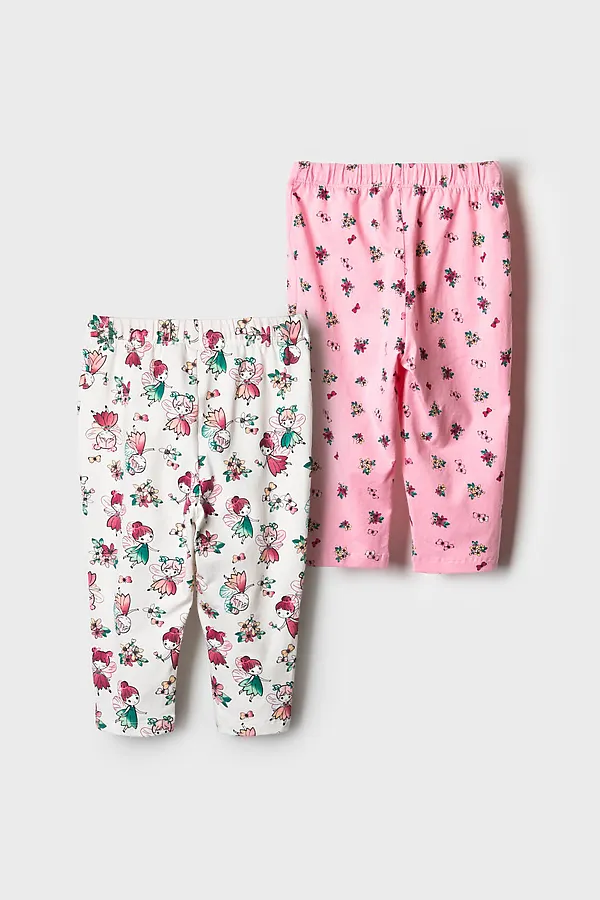 Брюки детские трикотажные для девочек, 2 пары в комплекте PLAYTODAY, разноцветный - фото 2