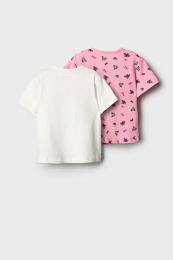 Джемпер детский трикотажный для девочек (футболка), 2 шт в комплекте PLAYTODAY, розовый,белый - фото 2