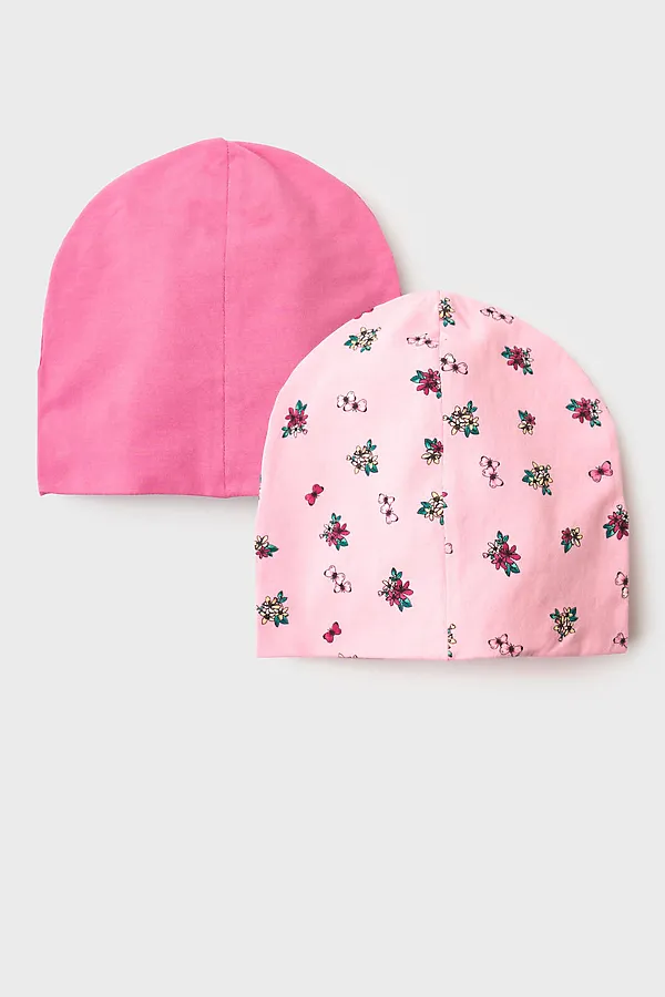 Шапка детская трикотажная для девочек, 2 шт в комплекте PLAYTODAY, разноцветный - фото 2