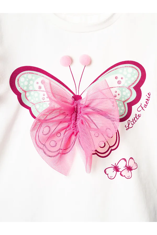 Комплект детский трикотажный для девочек: джемпер (футболка), юбка-шорты PLAYTODAY, розовый,белый - фото 2