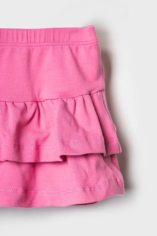 Комплект детский трикотажный для девочек: джемпер (футболка), юбка-шорты PLAYTODAY, розовый,белый - фото 2