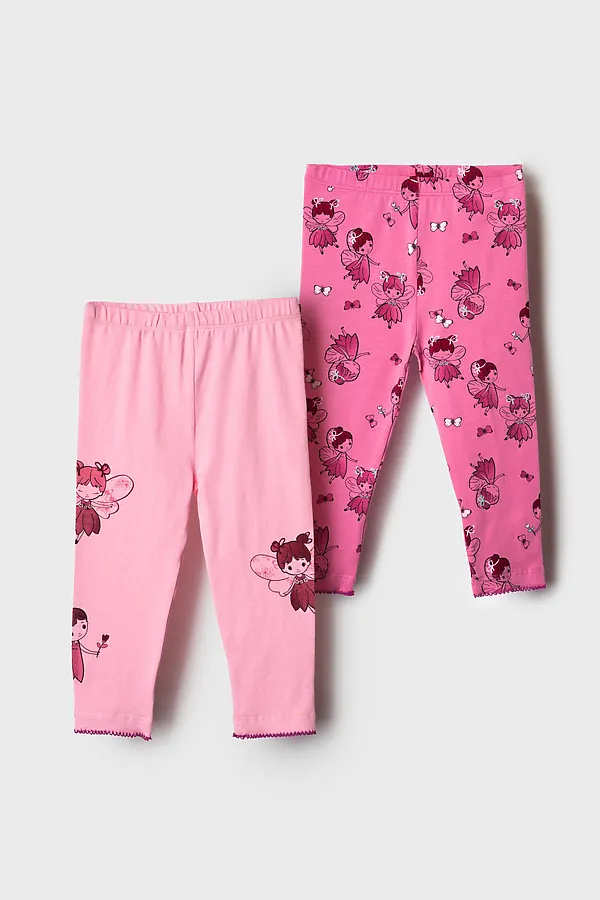 Брюки детские трикотажные для девочек (легинсы), 2 пары в комплекте PLAYTODAY, разноцветный - фото 2