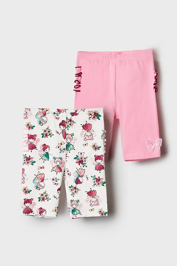 Брюки детские трикотажные для девочек (легинсы укороченные), 2 пары в комплекте PLAYTODAY, разноцветный - фото 2