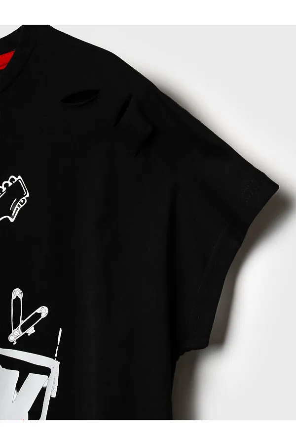 Комплект трикотажный для девочек: фуфайка (футболка), шорты PLAYTODAY, черный - фото 2