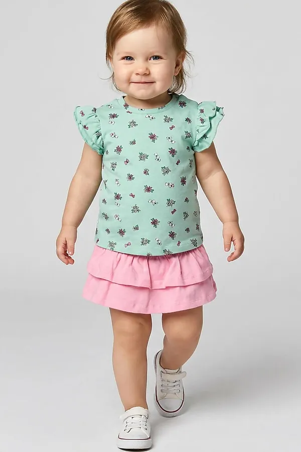 Юбка-шорты детские трикотажные для девочек PLAYTODAY, розовый - фото 2