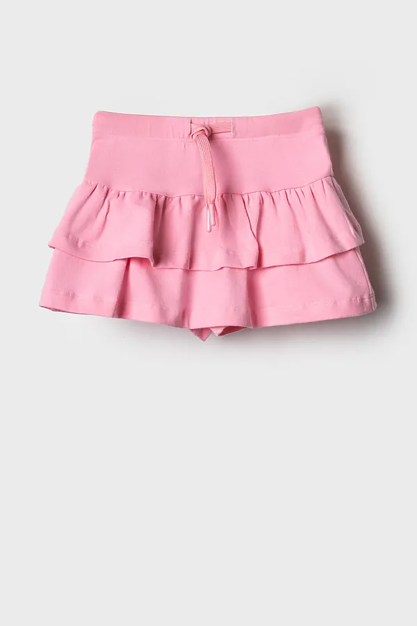 Юбка-шорты детские трикотажные для девочек PLAYTODAY, розовый - фото 2