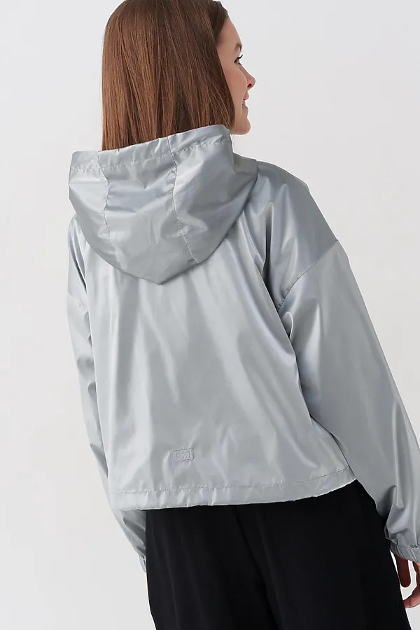 Куртка текстильная с полиуретановым покрытием для девочек (ветровка) PLAYTODAY, серебряный - фото 2