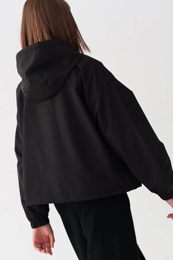 Куртка текстильная с полиуретановым покрытием для девочек (ветровка) PLAYTODAY, черный - фото 2