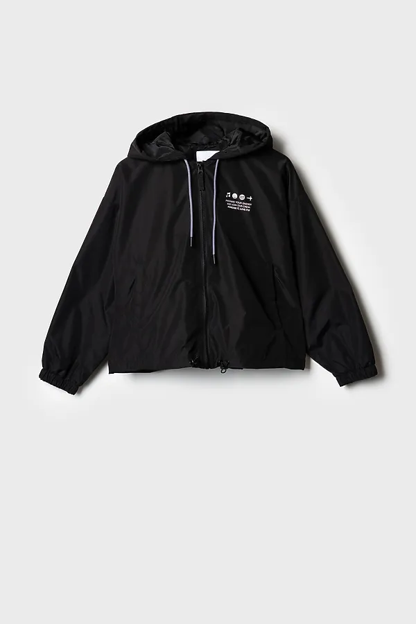 Куртка текстильная с полиуретановым покрытием для девочек (ветровка) PLAYTODAY, черный - фото 2