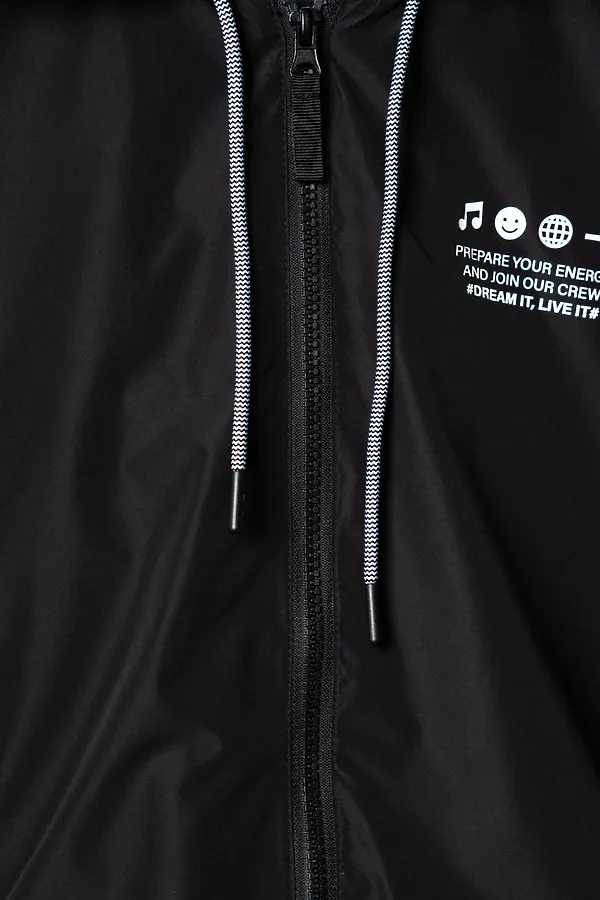 Куртка текстильная с полиуретановым покрытием для девочек (ветровка) PLAYTODAY, черный - фото 2