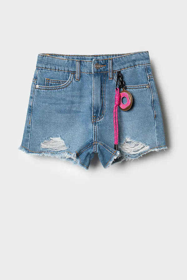 Шорты текстильные джинсовые для девочек PLAYTODAY, синий - фото 2