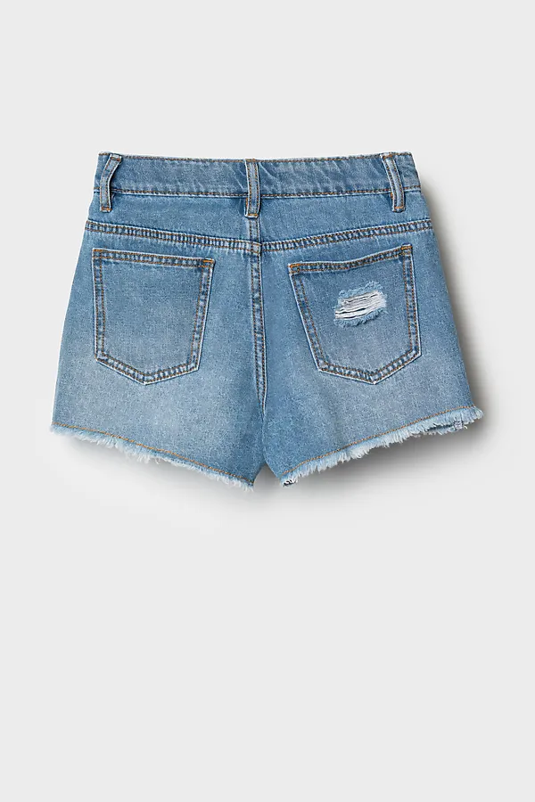 Шорты текстильные джинсовые для девочек PLAYTODAY, синий - фото 2