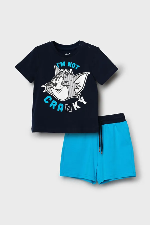Комплект детский трикотажный для мальчиков: джемпер (футболка), шорты PLAYTODAY, тёмно-синий,голубой - фото 2