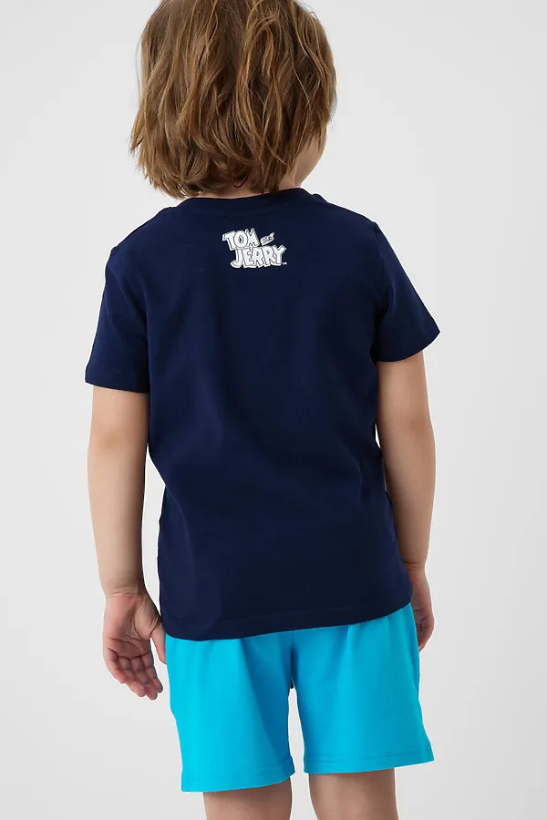 Комплект трикотажный для мальчиков: фуфайка (футболка), шорты PLAYTODAY, тёмно-синий,голубой - фото 2