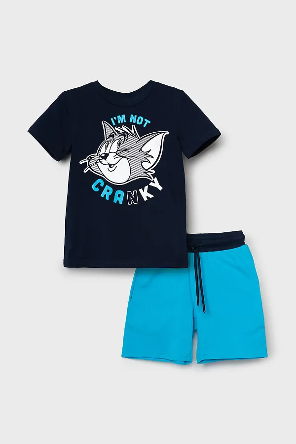 Комплект трикотажный для мальчиков: фуфайка (футболка), шорты PLAYTODAY, тёмно-синий,голубой - фото 2
