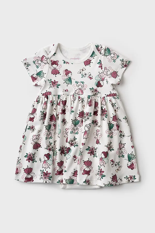 Платье-боди детское трикотажное для девочек PLAYTODAY, разноцветный - фото 2