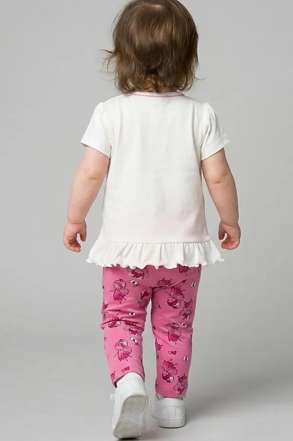 Комплект детский трикотажный для девочек: джемпер (футболка), брюки PLAYTODAY, разноцветный - фото 2