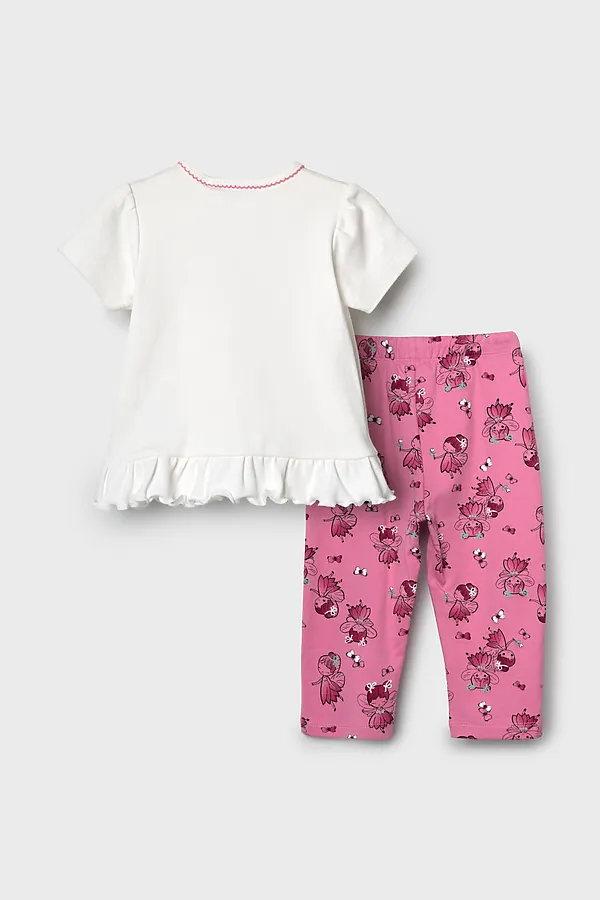 Комплект детский трикотажный для девочек: джемпер (футболка), брюки PLAYTODAY, разноцветный - фото 2