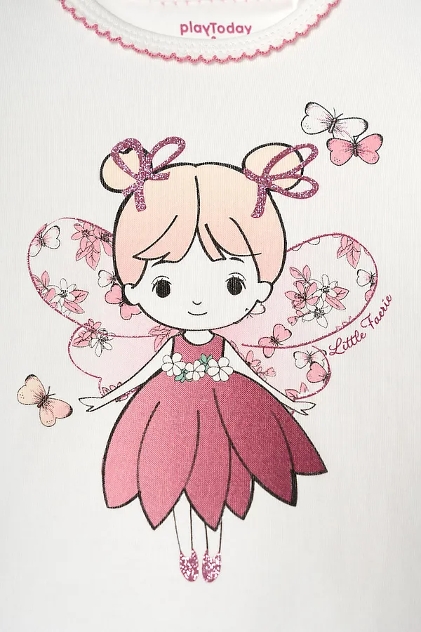 Комплект детский трикотажный для девочек: джемпер (футболка), брюки PLAYTODAY, разноцветный - фото 2