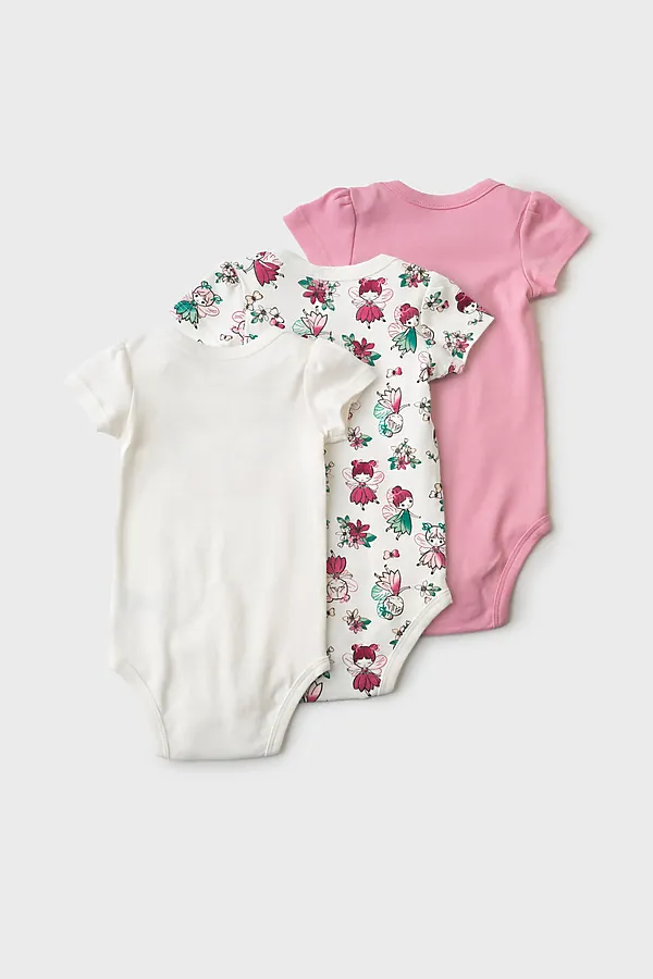 Боди детское трикотажное для девочек, 3 шт в комплекте PLAYTODAY, разноцветный - фото 2