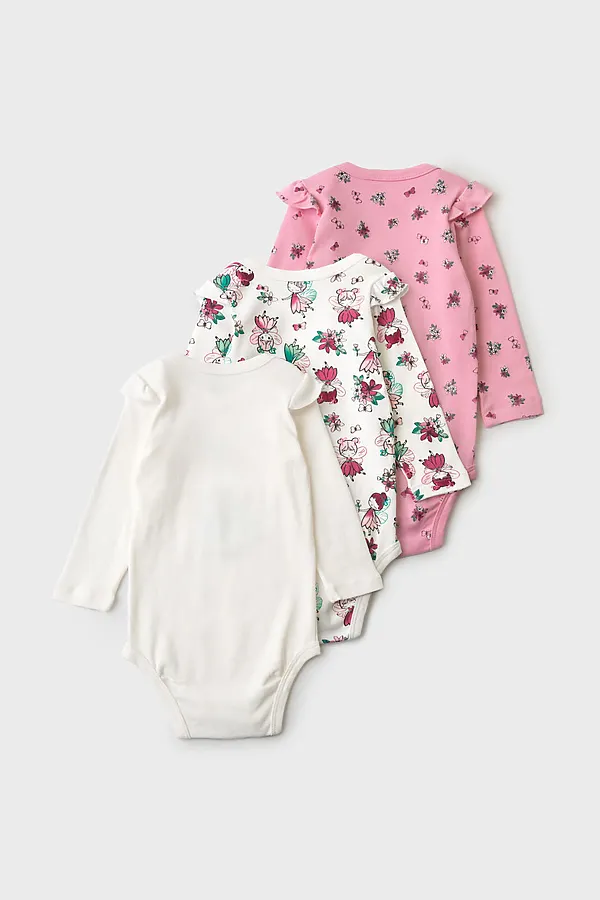 Боди детское трикотажное для девочек, 3 шт в комплекте PLAYTODAY, разноцветный - фото 2