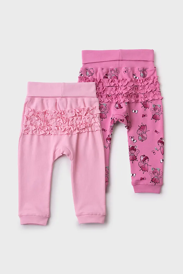 Брюки детские трикотажные для девочек, 2 пары в комплекте PLAYTODAY, разноцветный - фото 2