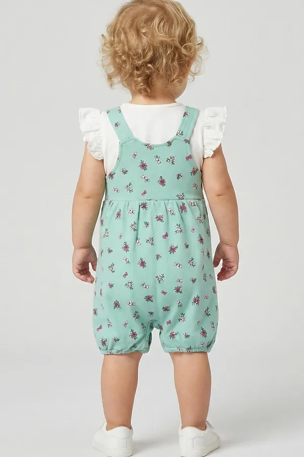 Комплект детский трикотажный для девочек: джемпер (футболка), полукомбинезон PLAYTODAY, разноцветный - фото 2