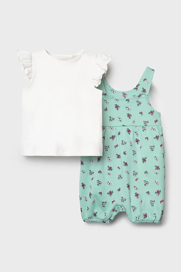 Комплект детский трикотажный для девочек: джемпер (футболка), полукомбинезон PLAYTODAY, разноцветный - фото 2