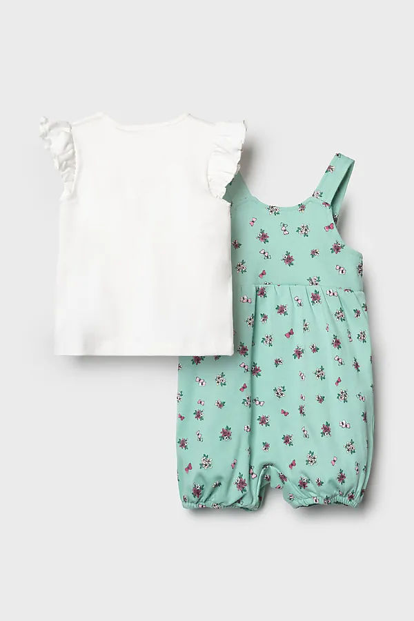 Комплект детский трикотажный для девочек: джемпер (футболка), полукомбинезон PLAYTODAY, разноцветный - фото 2