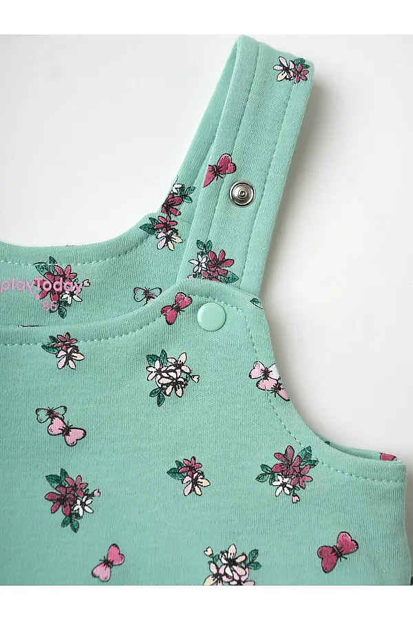 Комплект детский трикотажный для девочек: джемпер (футболка), полукомбинезон PLAYTODAY, разноцветный - фото 2